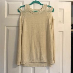 Tobi Cream Cold Shoulder Sweater